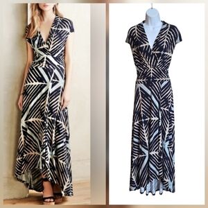 Maeve Anthropologie Desert Star Navy Blue Printed Hi Lo Maxi Dress Size Small S